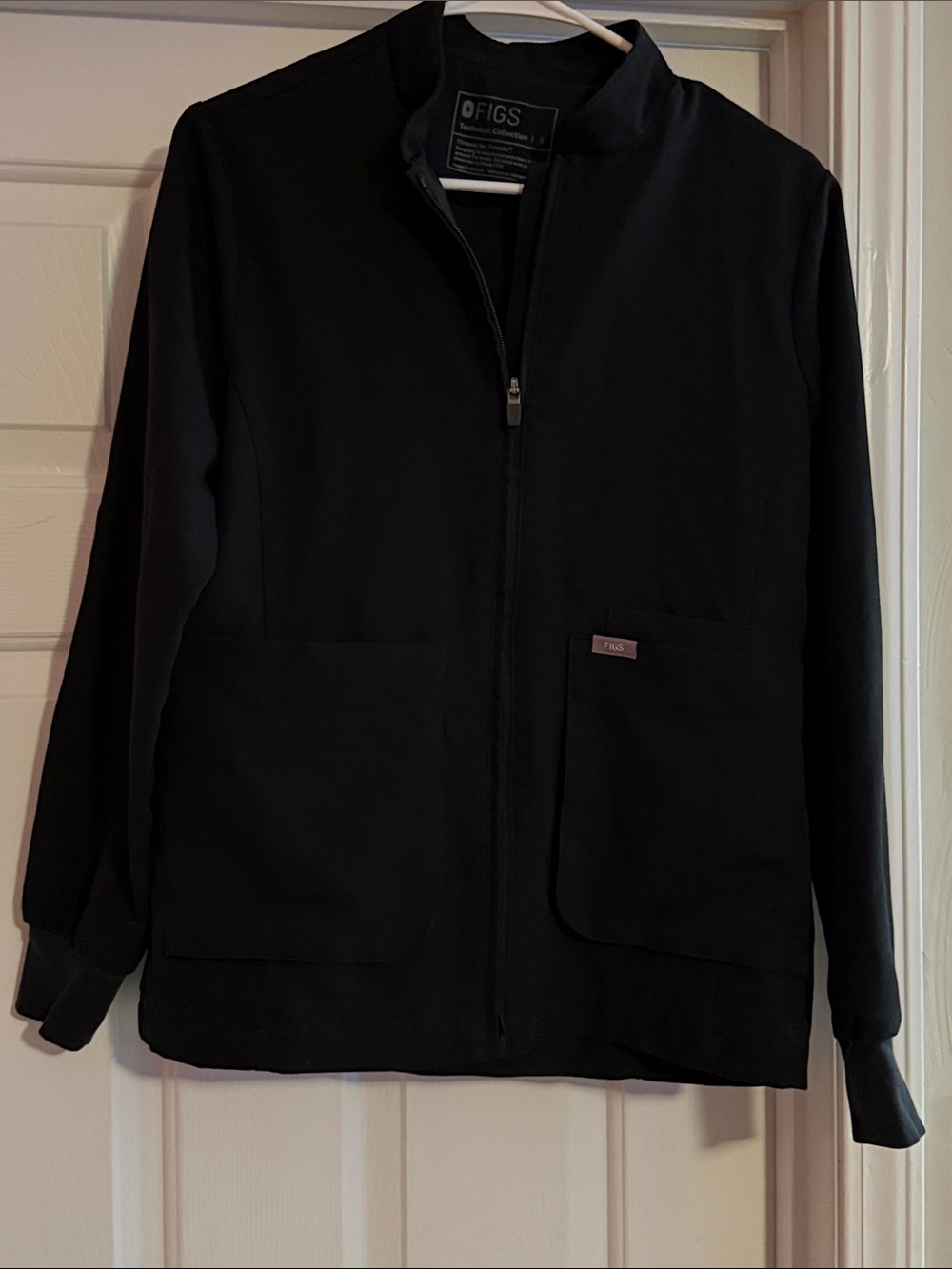 Figs Kids Black Zip Jacket with Front Pockets
